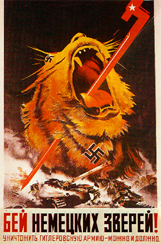 Fight German animals! We can and must destroy Hitler's army. 