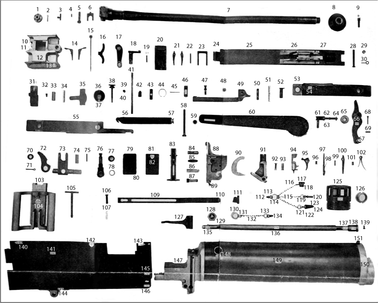 Plate II. Componen parts of gun 