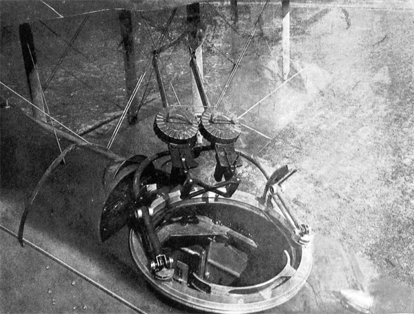Observer's Seat in DH-4, Showing Lewis Machine Guns on Universal Mount U. S. Air Service Photo 