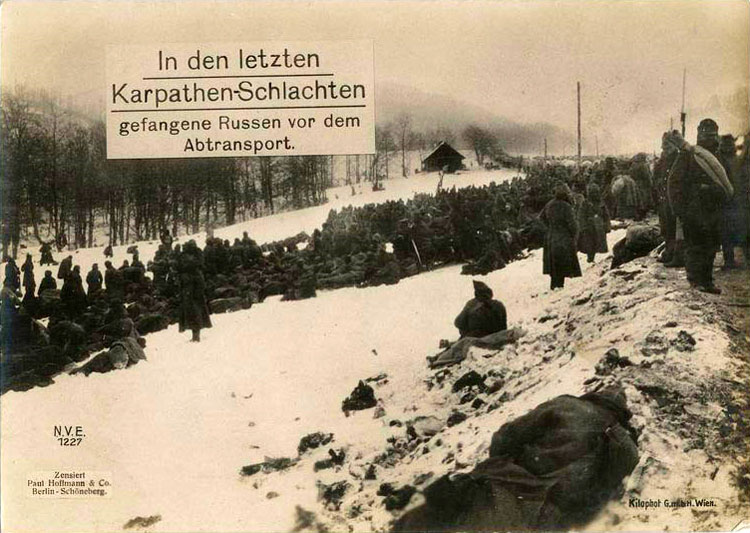 Last battles in Carpathian Mountains: Russian POWs before the evacuation.