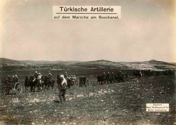 Turkish artillery on the move to Suez Canal. 