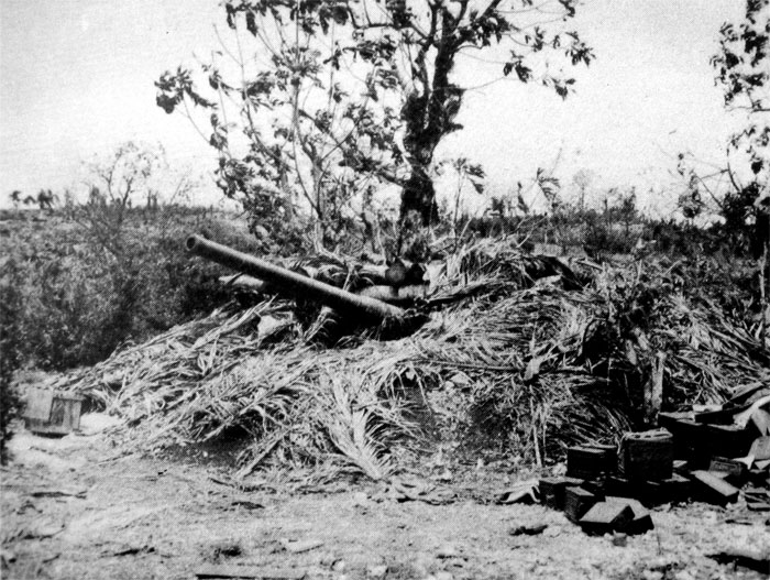 120-mm gun in position on Guam