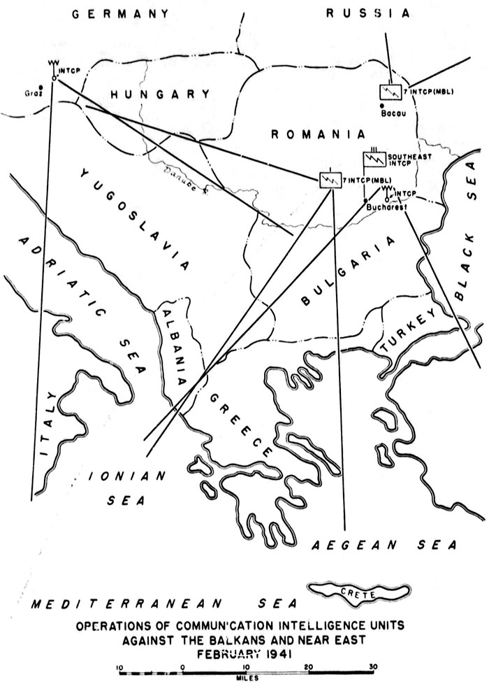 Chart 1. Operations of Communication Intelligence Units Against the Balkans and the Near East, February 1941