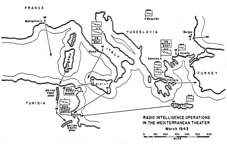 Chart 6. Radio Intelligence Operations in the Mediterranean Theater, March 1943